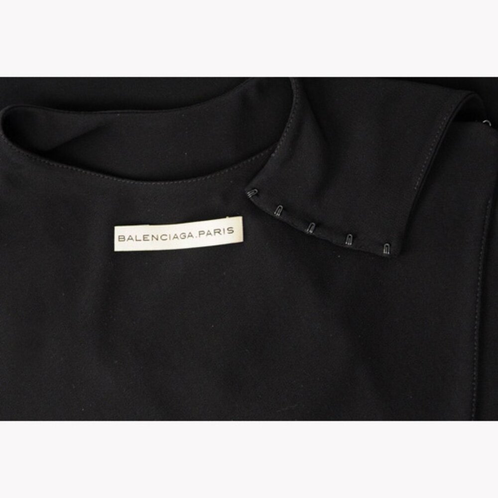 BALENCIAGA BLACK DRESS WITH CAPELET STRETCH JERSEY RUCHING - Picture 11 of 11